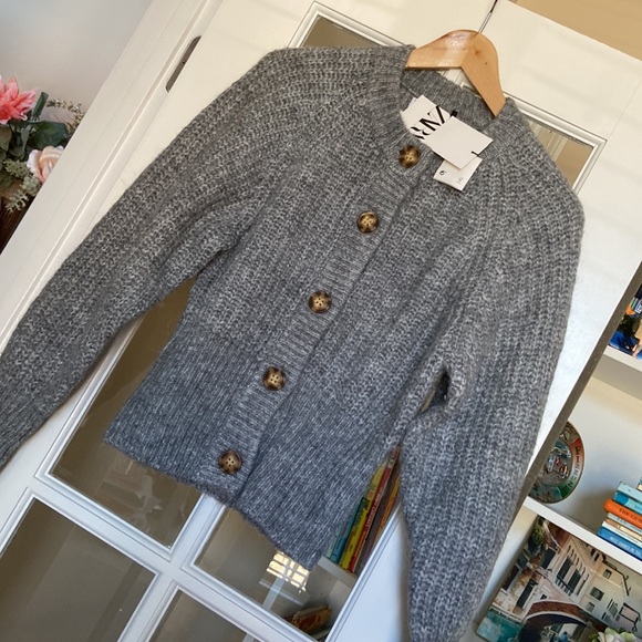 ZARA ribbed knit cardigan jacket alpaca and wool blend blogger favorite - Picture 8 of 9